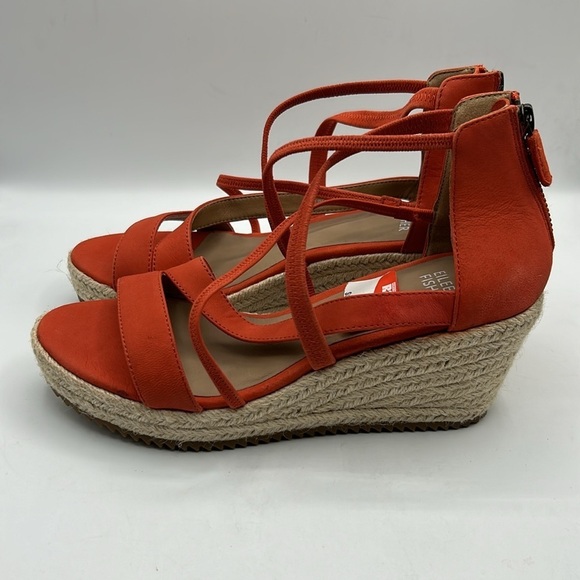 Eileen Fisher Orange Strappy Wedge Espadrille Sandals Size 7.5 New without tags! - Picture 3 of 10